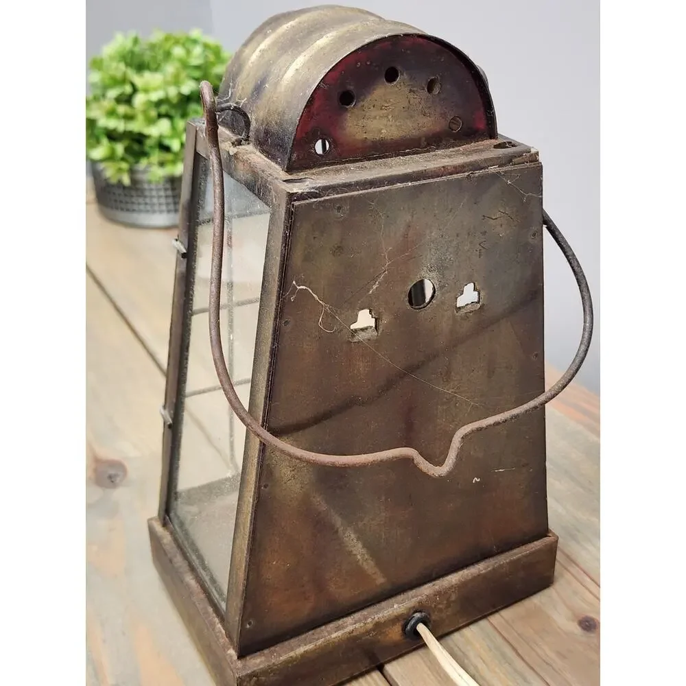 VTG Underwriters Laboratories Portable Glass Lantern Lamp 9.5